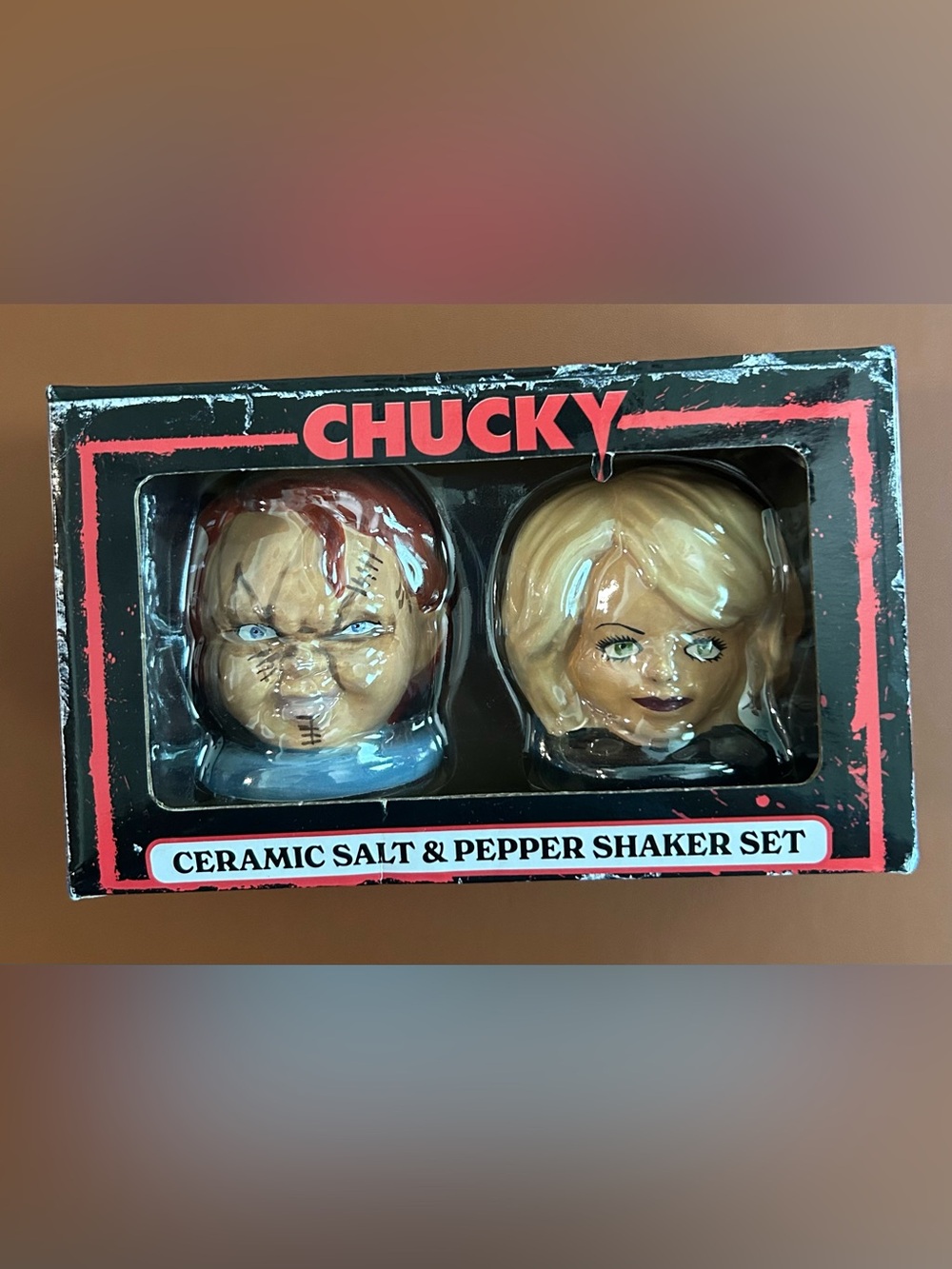 Chucky & Tiffany Ceramic Salt & Pepper Shaker Set Halloween.